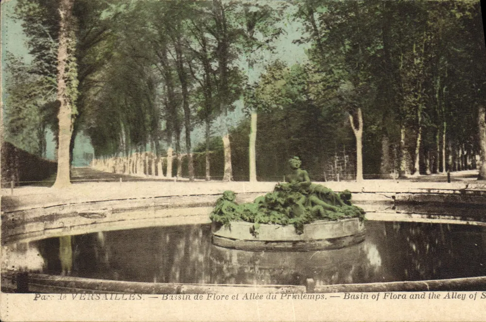 Park von Versailles — Bassin de Flore und Allée du Printemps — Verleger: Mme Roubay, Rueil - Vorderseite