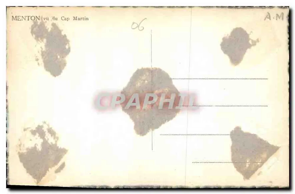 Menton vista do Cap Martin — editor Cim, n°6 - Verso
