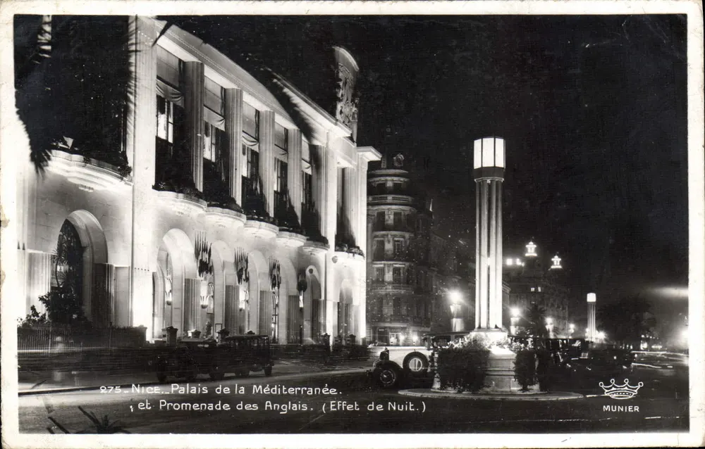 Nice. Palast der Mittelmeeres und Promenade des Anglais. (Nacht-Effekt.) — Editions Munier, n° 975 - Vorderseite