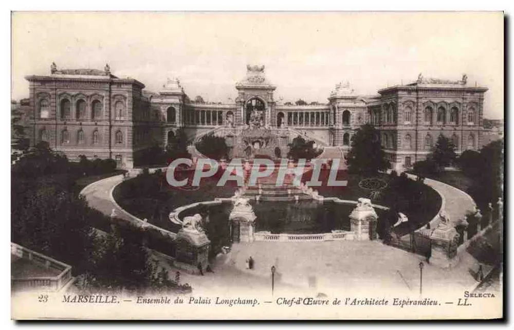 Marseille — Conjunto do Palácio Longchamp — Obra-prima do Arquiteto Espérandieu — SELECTA - Frente