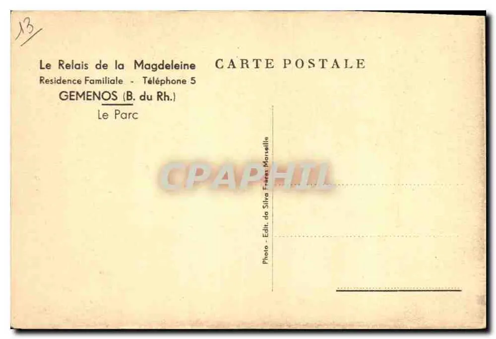 Der Park — Gemenos (B. du Rh.) — Photo de Silva Frères Marseille - Rückseite