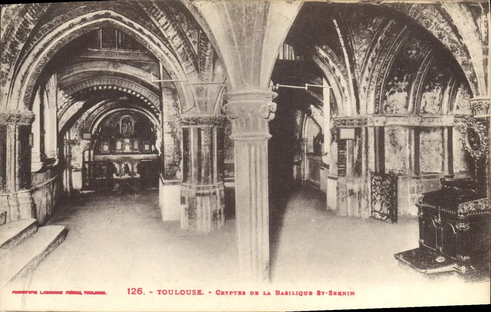 Cryptas da Basílica São Sernin — Toulouse — Fototipia Labouche Frères, Toulouse, n° 126 - Frente