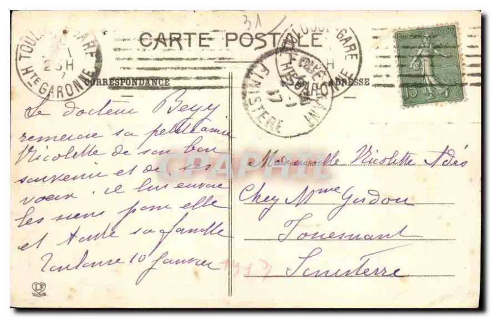 Toulouse. O Donjon do Capitole — editor: Phototype Labouché, Toulouse, n°14 - Verso