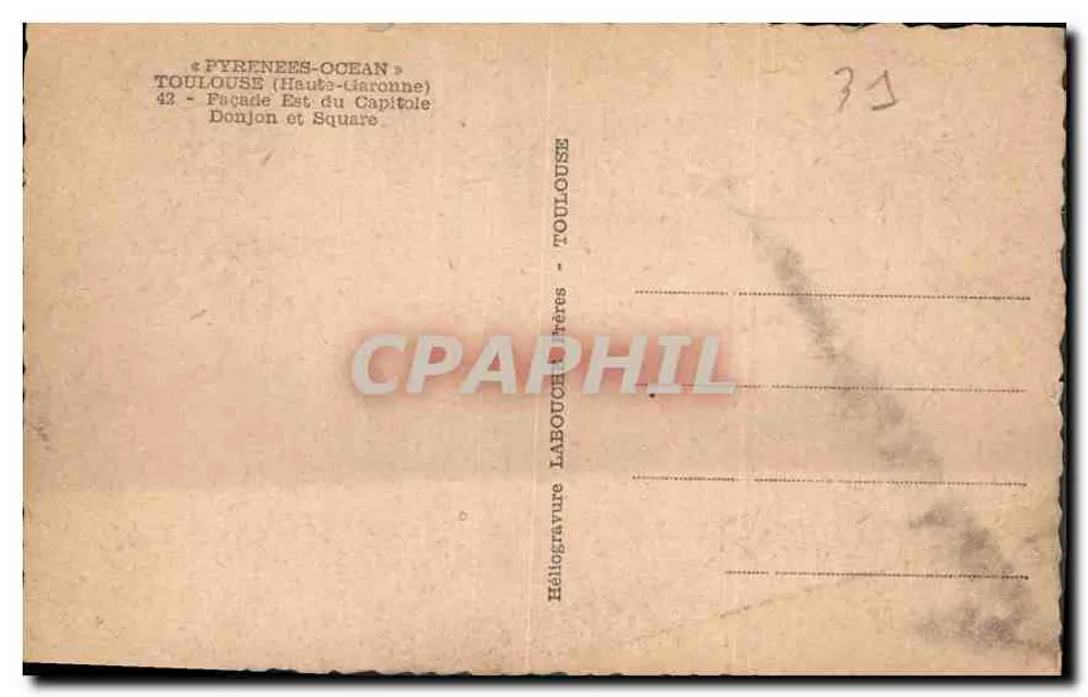 Toulouse — Ostseite des Capitols — Verlag Héliogravure Labouche - Rückseite