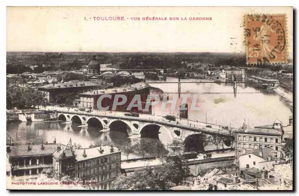 Toulouse — Allgemeiner Blick über die Garonne — Phototypie Labouche, Toulouse - Vorderseite