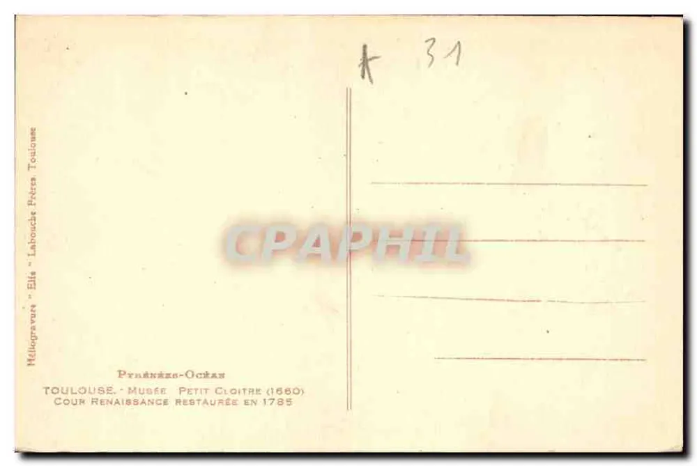 Cortiço da Renascença — Museu Petit Cloître — Héliogravure 'Ella' n°8 - Verso