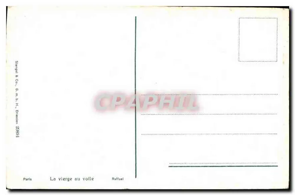 A Virgem com o volle — Raffaël — Slingel & Co., G.m.b.H., Dresde 28501 - Verso