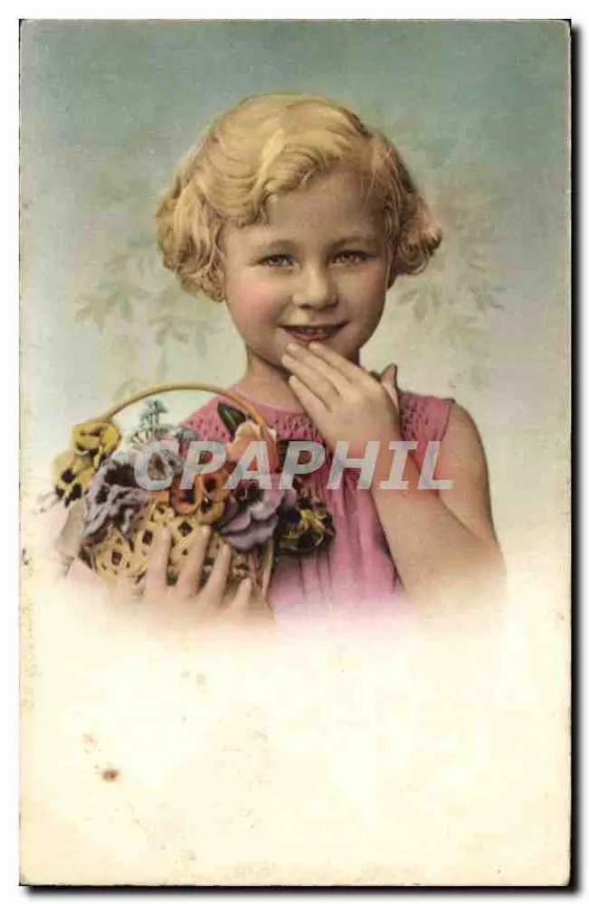 Menina loira segurando um cesto de flores — Coleção Chronomatique N°1 — Editor impressor na França - Frente