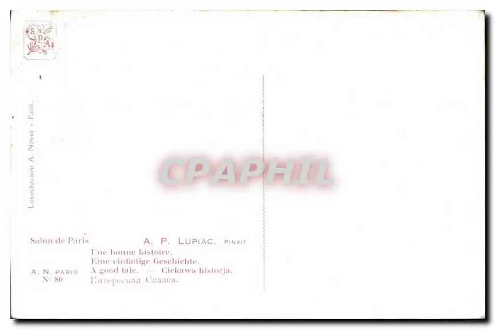 Kinder und Zwerg — ländliche Szene — A. P. LUPIAC, Salon de Paris N° 80 - Rückseite