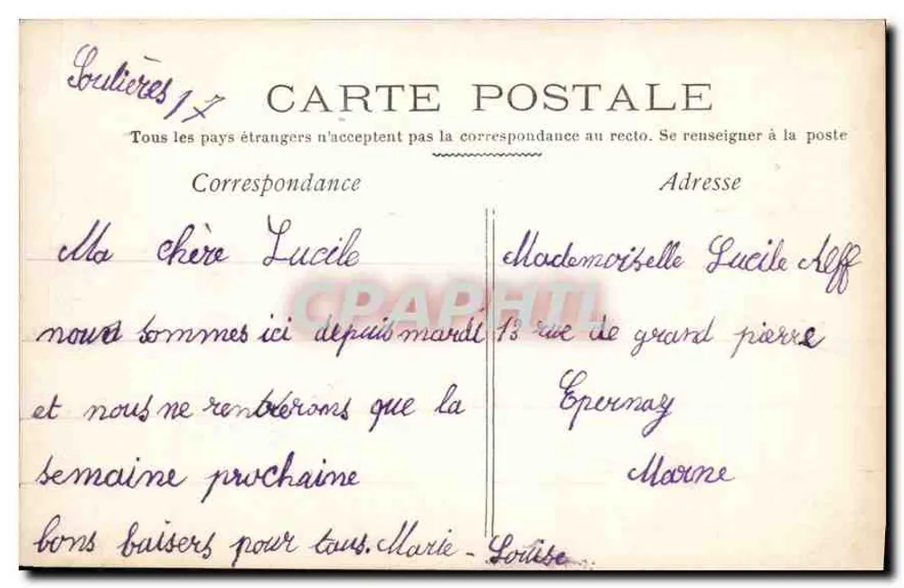 Menina pequena com rosas — editor A.N. Paris, n° 829 - Verso