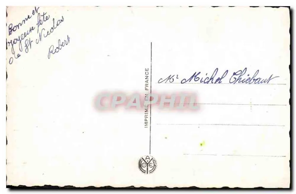 Jovem homem com buquê de rosas — São Nicolau — editor Koter, n° 1083 - Verso