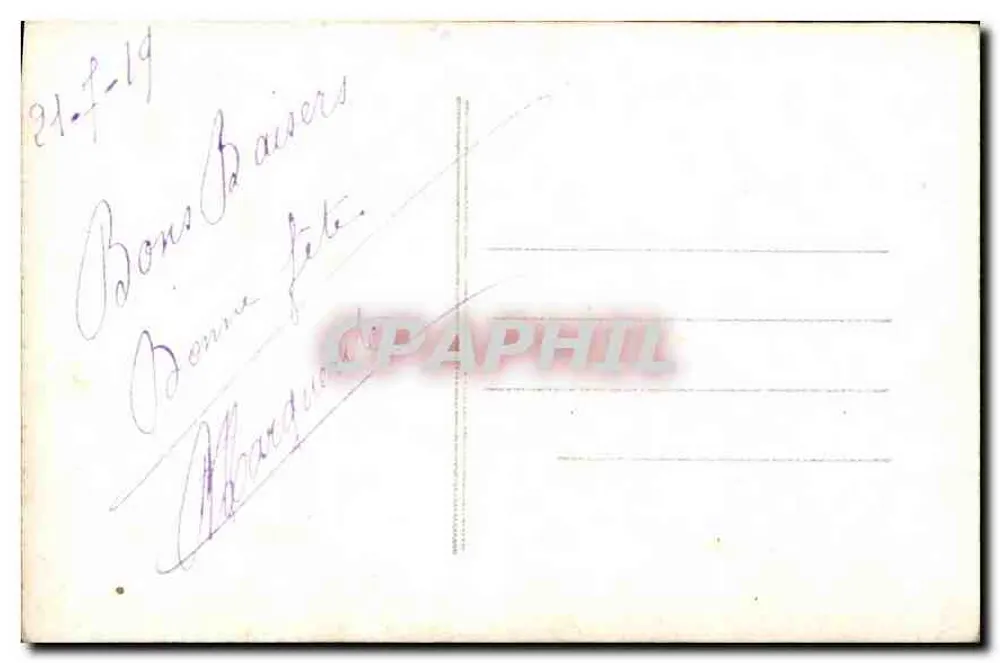 Jovem mulher com rosas — cena de jardim — postal colorido - Verso