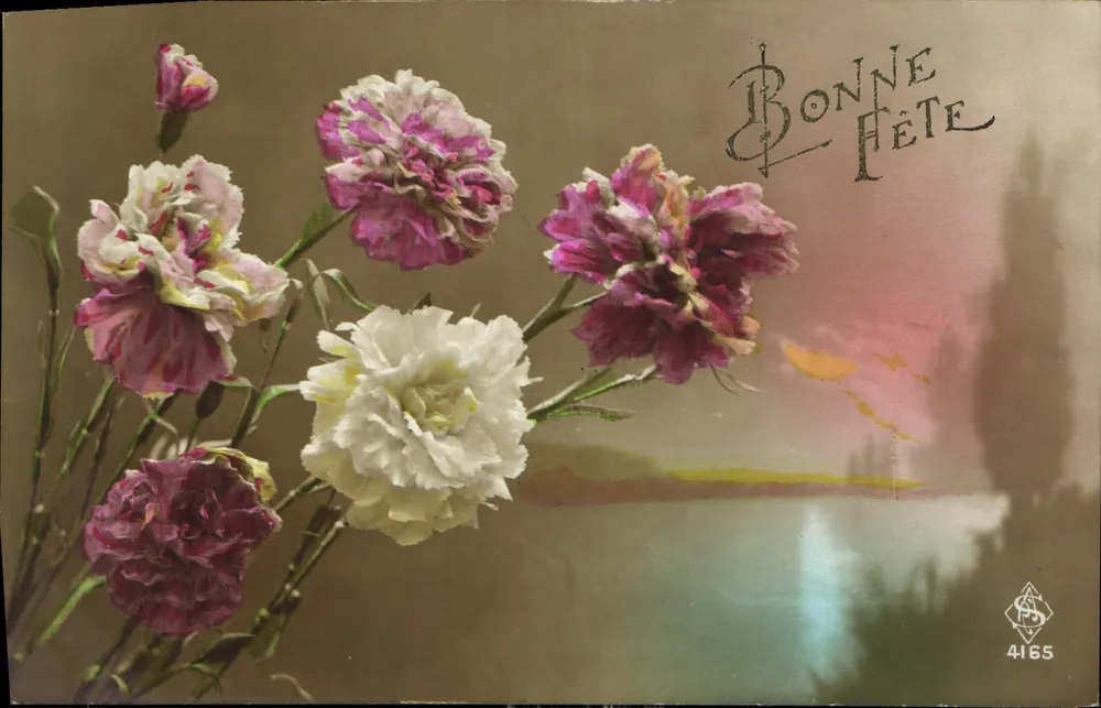 Bouquet de margaridas — Boa festa — L. Grange, n° 4165 - Frente