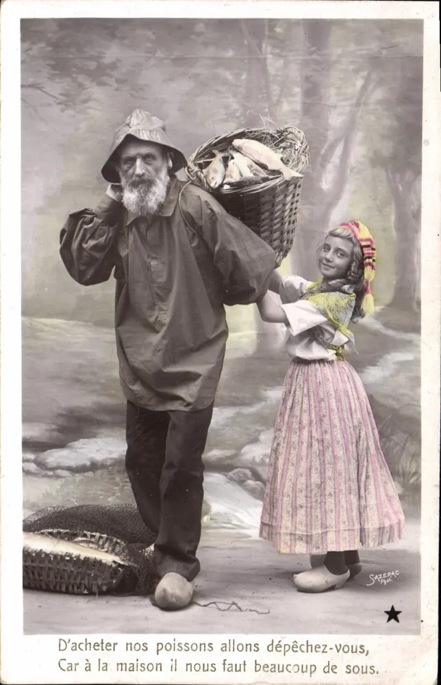 Fischhändler und Kleines Mädchen — Sazerac, Paris — Serie N. 3369 - Vorderseite