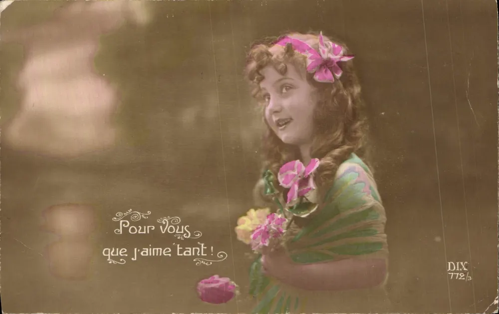 Menina com flores — Para você que eu tanto amo! — DIX 772/3 - Frente