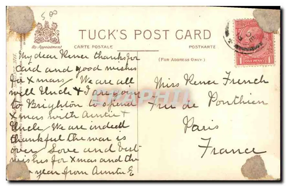 Gänseblümchen — Weihnachtskarte — Tuck's Post Card - Rückseite