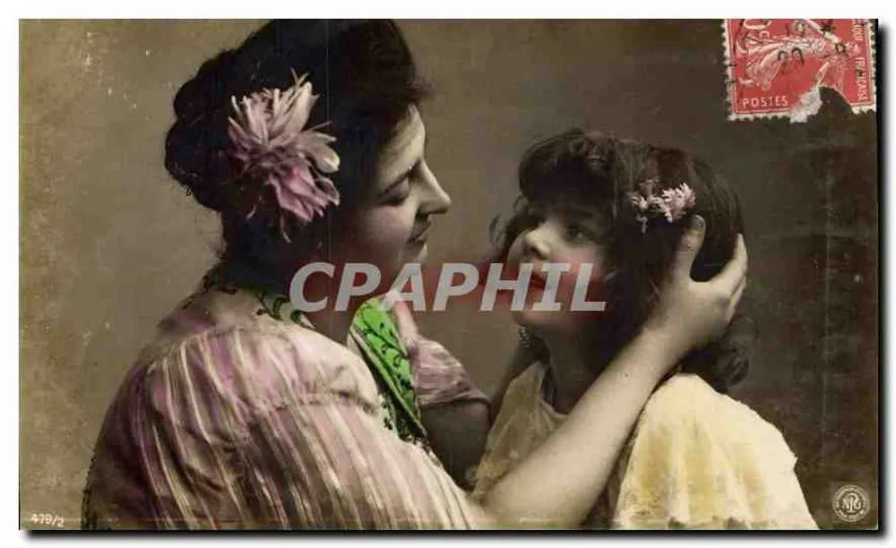 Mãe e filha — cena afetuosa — Oranotypie G. Sieglitz Berlin, n°479/2 - Frente