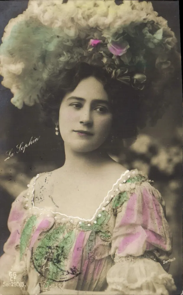 La Sophia — Retrato de uma jovem em traje colorido — Garfach, série 290/6 - Frente