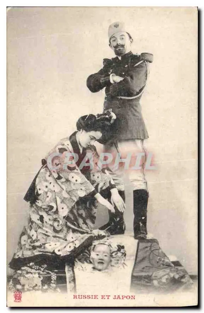 Russland und Japan — russischer Soldat und japanische Frau — Verleger NAC - Vorderseite