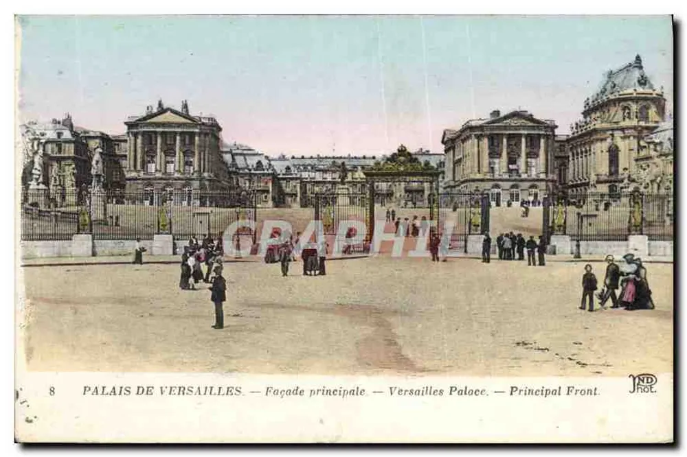 Palácio de Versailles — Facha principal — Editor: Antigos Estabelecimentos Neutelain e Cia, Paris - Frente