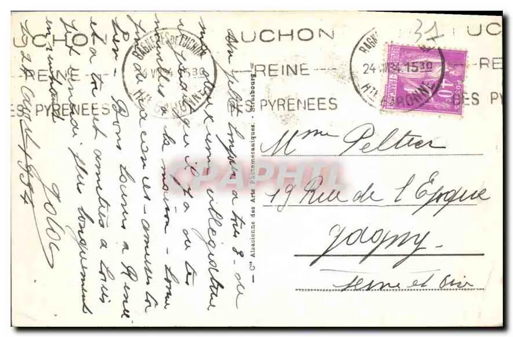 Superbagnères (alt. 1800 m) — Winter — Das Hotel — Verlag Alacienne des Arts Pyrénéaniques, n°13 - Rückseite