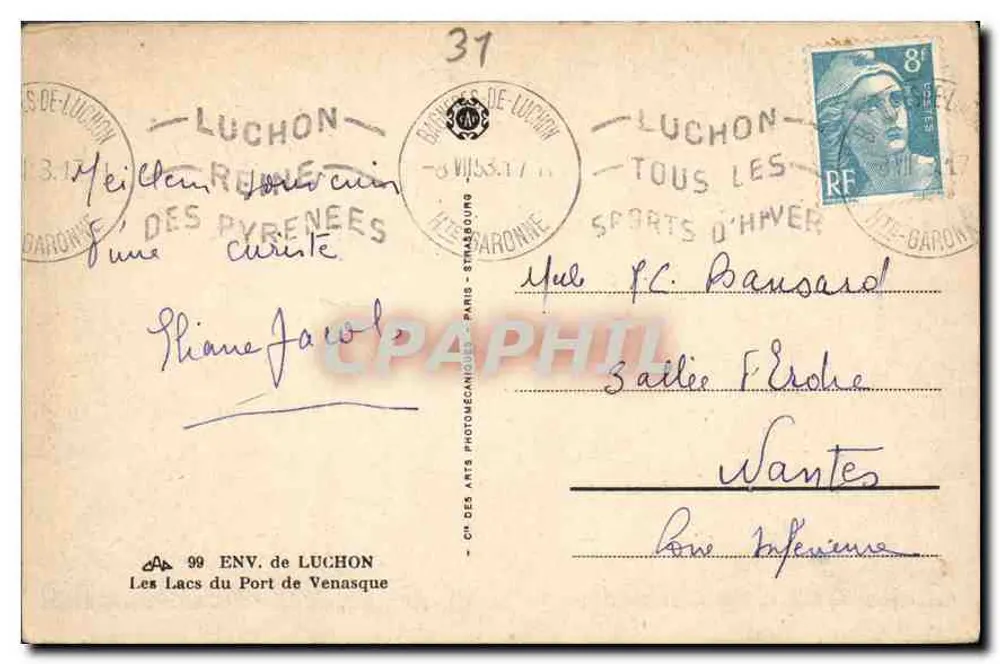 Die Seen des Port de Venasque — Die Pyrenäen — Verlag: Ch. des Arts Photomécaniques, Paris - Rückseite