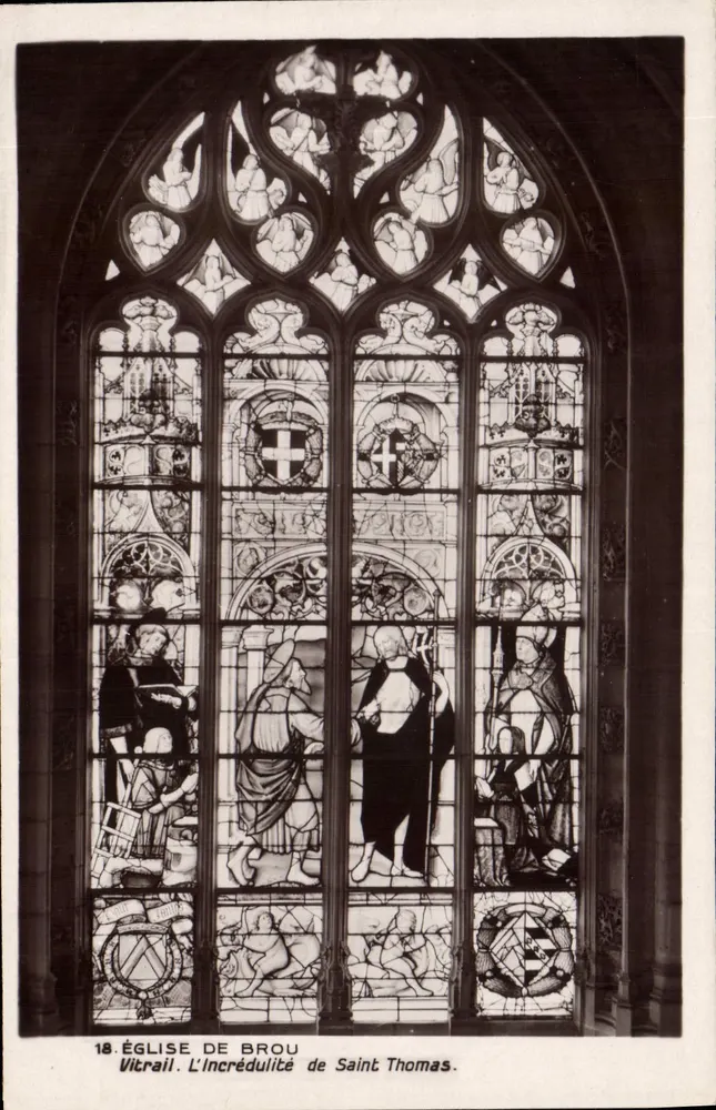 Igreja de Brou — Vitral de São Tomé. A Incrédulidade — Editor Monuments Historiques de France, n°18 - Frente