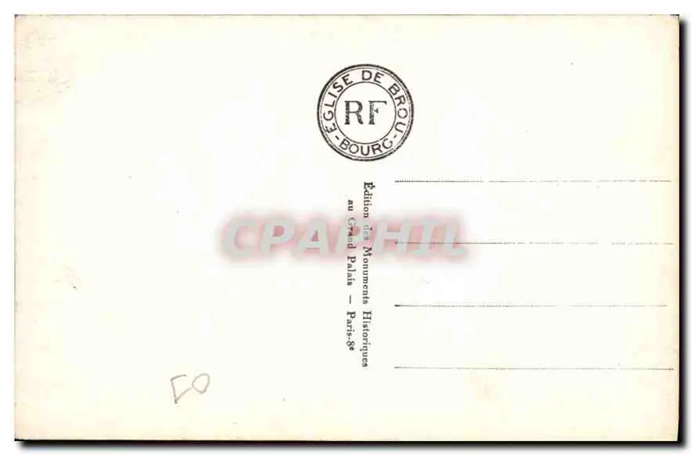 Église de Brou — Détail d'une stalle 'La Correction maritale' — Édition des Monuments Historiques - Verso