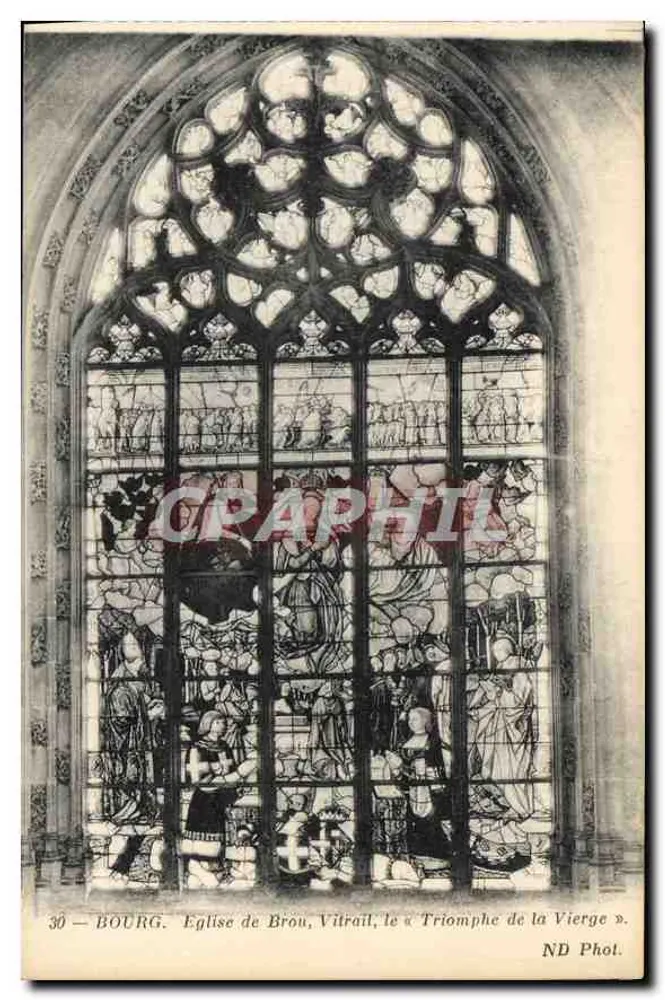Bourg — Église de Brou, Vitrail 'Triomphe de la Vierge' — ND Phot. - Recto