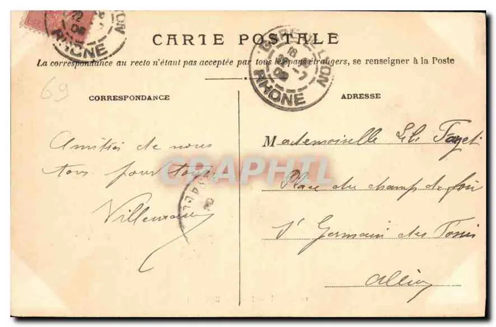 LYON — Fontaine Bartholdi — S.F. n°30 - Verso