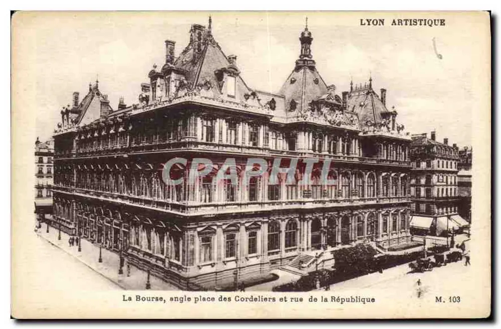 La Bourse, angle place des Cordeliers et rue de la République — Lyon — LYON ARTISTIQUE n° 103 - Recto