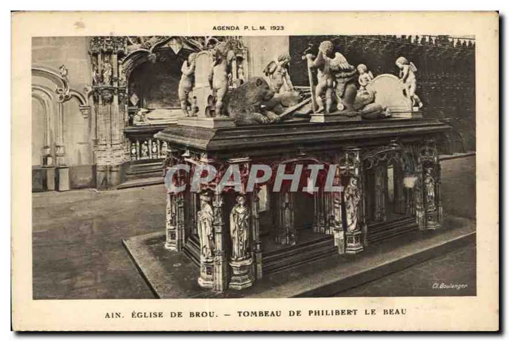 Ain. Kirche von Brou — Grabmal von Philibert Le Beau — Agenda P.L.M. 1923 - Vorderseite