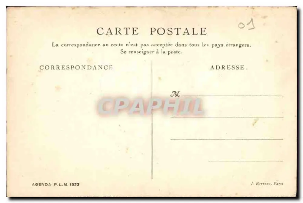 Ain. Kirche von Brou — Grabmal von Philibert Le Beau — Agenda P.L.M. 1923 - Rückseite