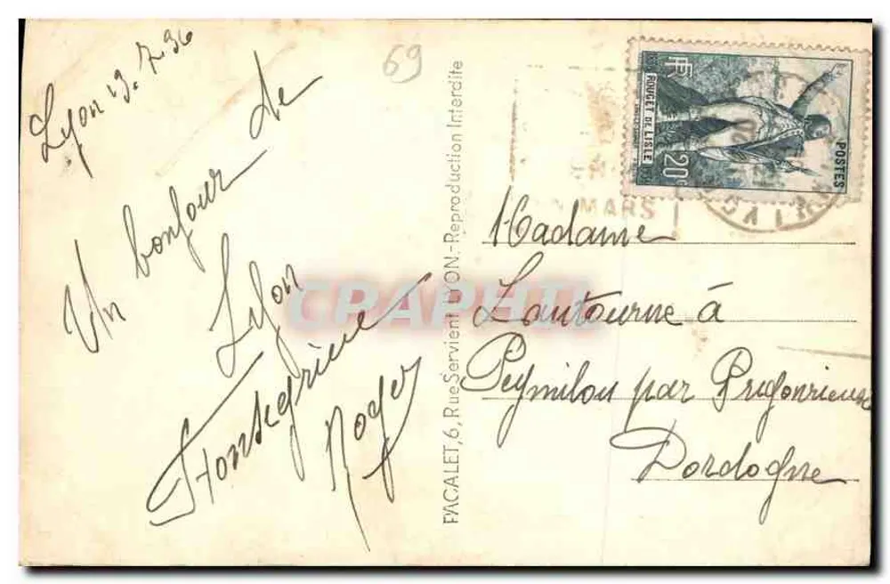 Lyon — Das Justizpalast und das Kolosseum von Fourvière — P. 69 - Rückseite