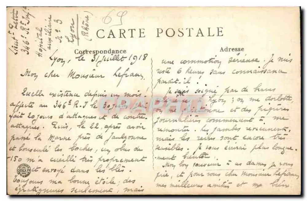 Lyon - Vista Geral, tomada de Fourvière — B.F., Paris - Verso
