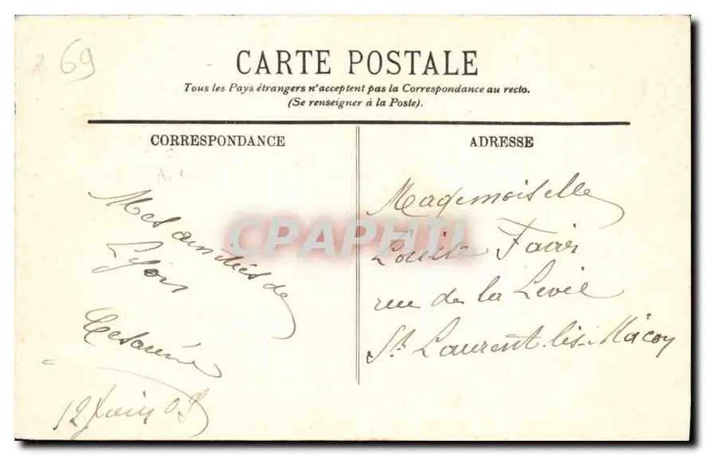 LYON — De Statuïet van Onze Lieve Vrouw van Fourvière — I.L. - Achterkant
