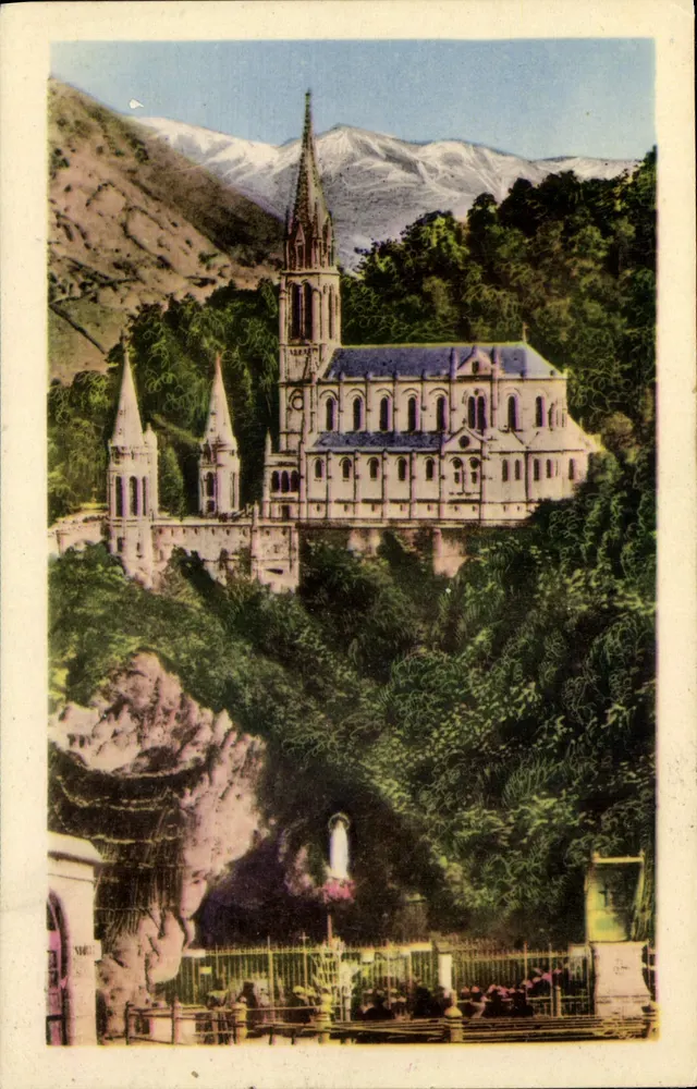 A Grotta e a Basílica — Lourdes — Ed. P. Bouchet, n° 23 - Frente
