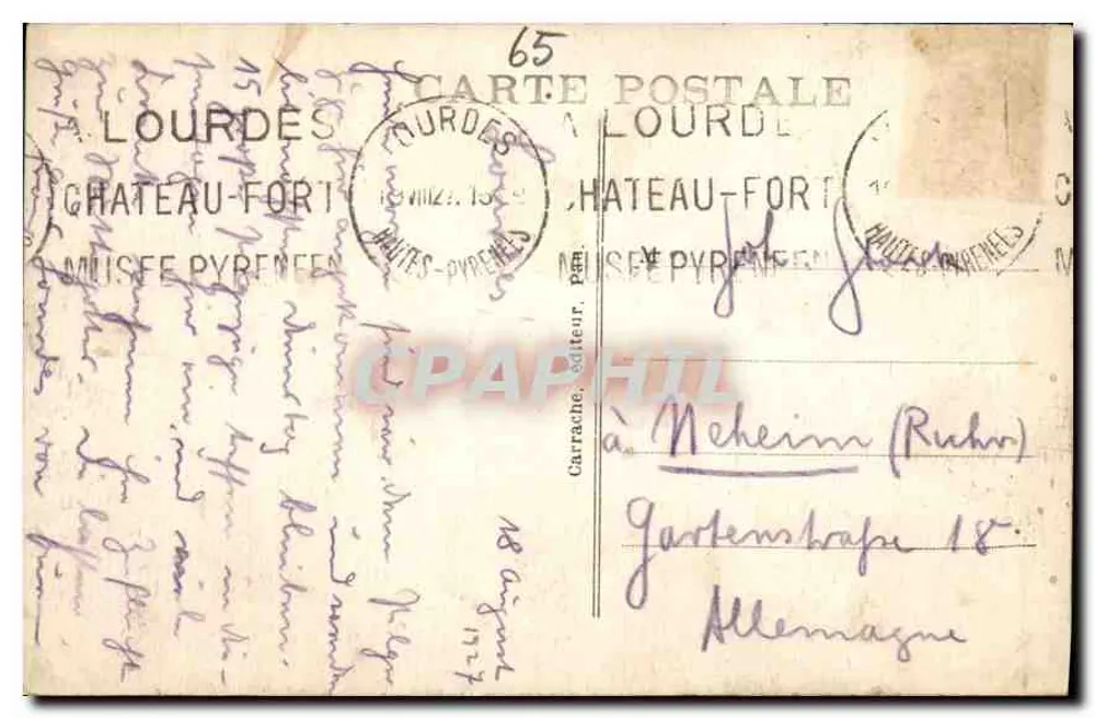 Lourdes — A Basílica — Carrache, n° 70 - Verso