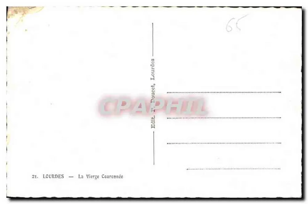 Lourdes — A Virgem Coroada — Edit. P. Doucet, Lourdes - Verso
