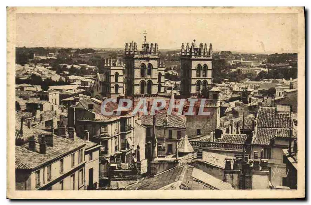 Montpellier (Hérault) — Panorama in Richtung der Kathedrale Saint-Pierre — Éditions d'Art de Paris - Vorderseite