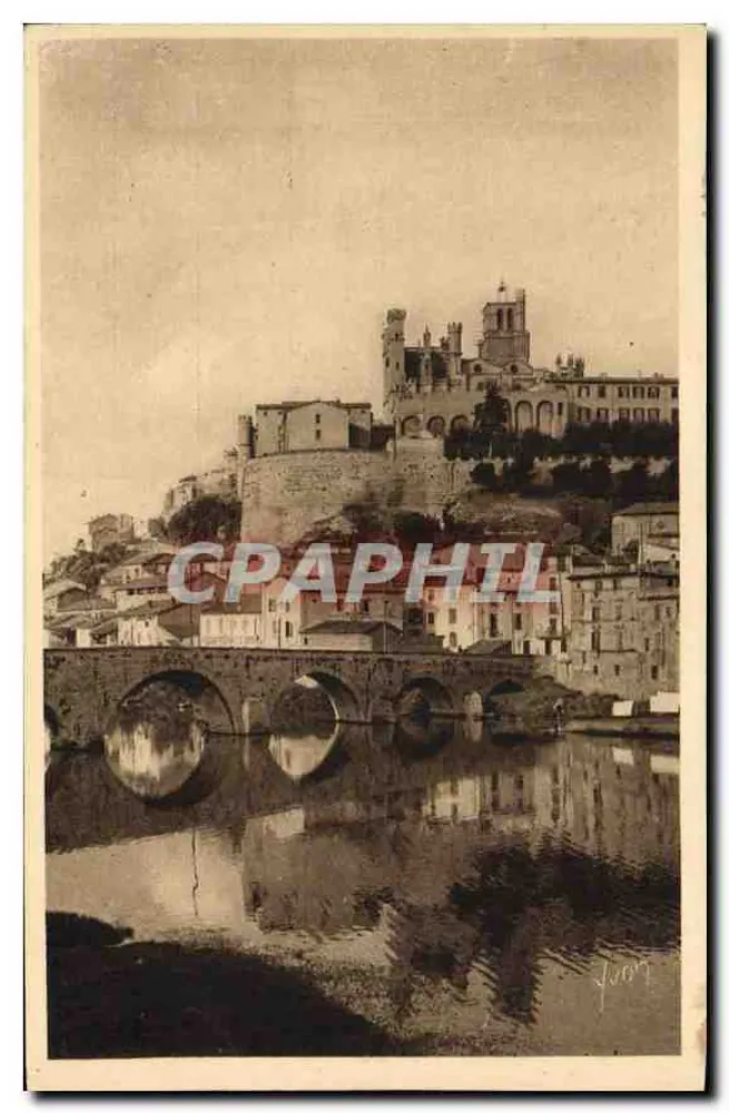 Béziers (Hérault) — Blick auf die Stadt von den Ufern des Orb — Les Éditions d'Art 'YVON' Paris - Vorderseite