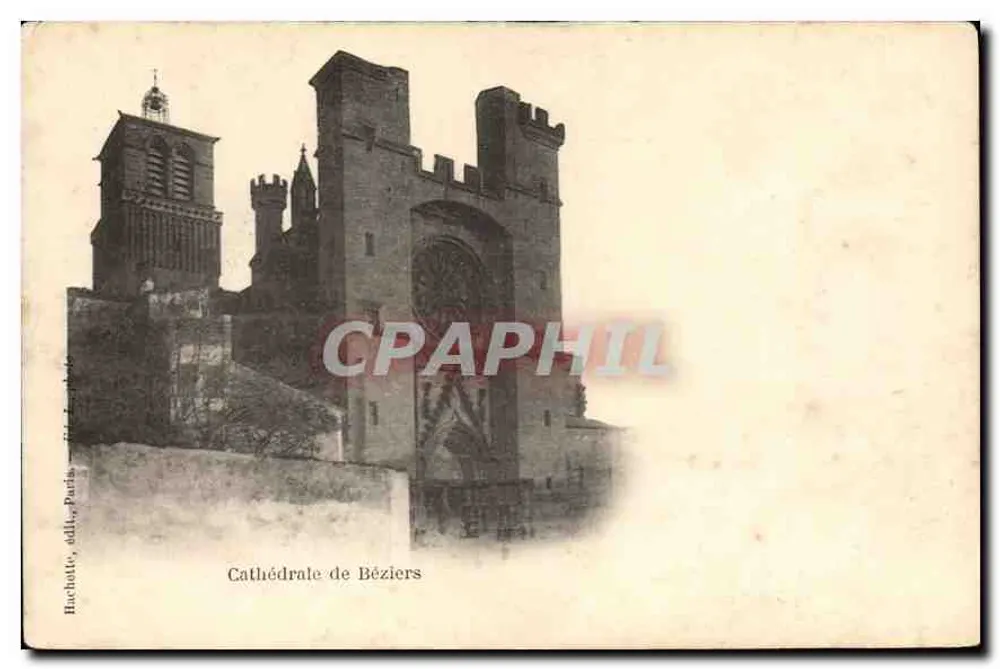 Catedral de Béziers — vista da fachada — Hachette, editores, Paris - Frente