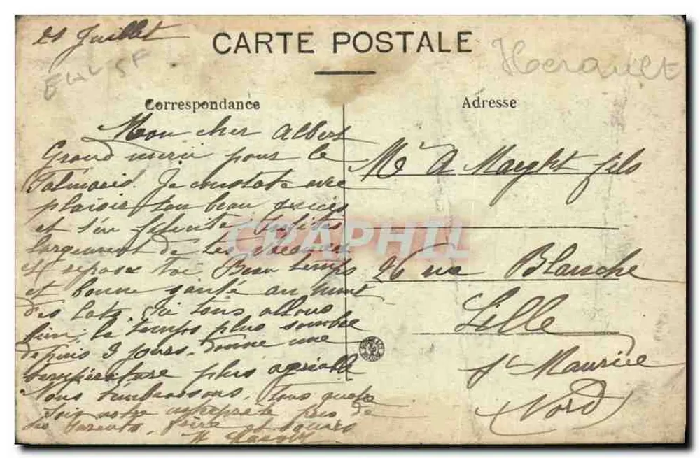 Béziers — Caserne de Hussards — Edição especial dos Magasins Modernes - Verso
