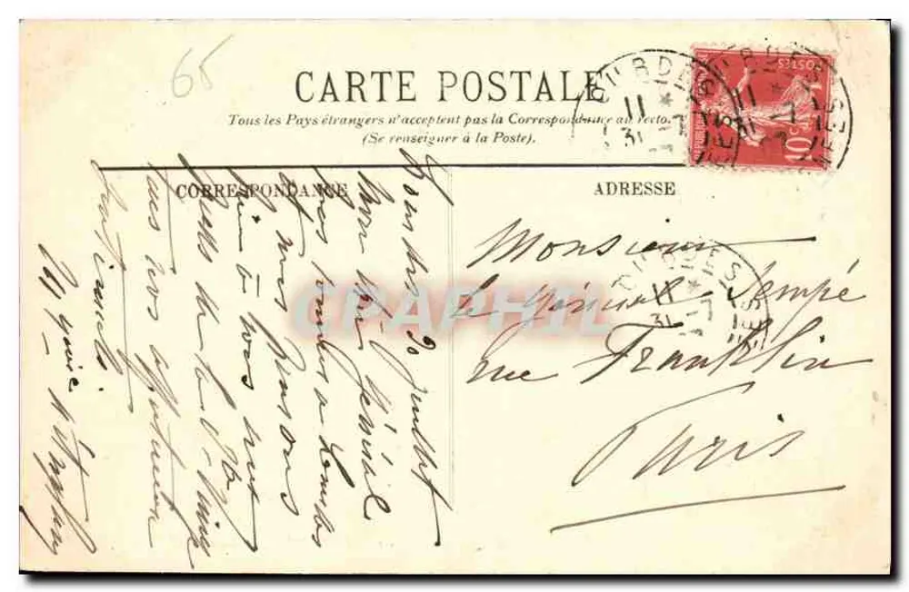 Lourdes — A Gruta — LL. — n° 203 - Verso