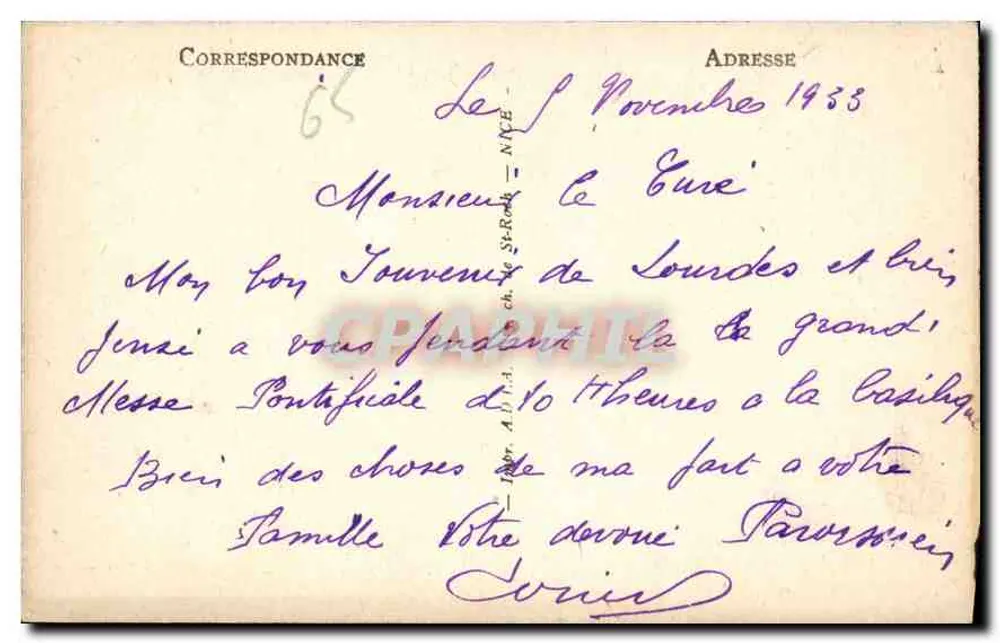 Lourdes — Blick vom Schloss-Fort — anonymer Verleger, Nr. 2604 - Rückseite
