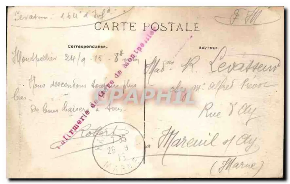 Montpellier — A Prefeitura — Edit. A. Villaret e Colin frères - Verso