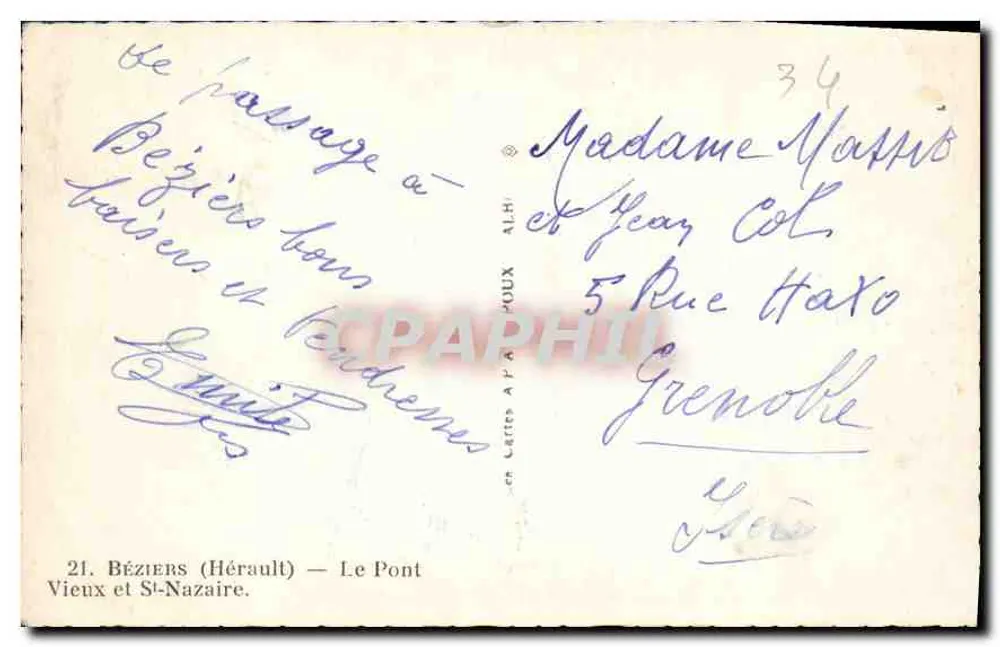 Béziers — Die Alte Brücke und Saint-Nazaire — Verlag APA - Rückseite