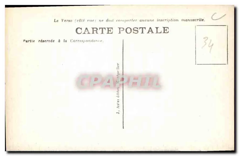 Montpellier — A Prefeitura e o Hotel das Correios — J. J. Astay, n°82 - Verso