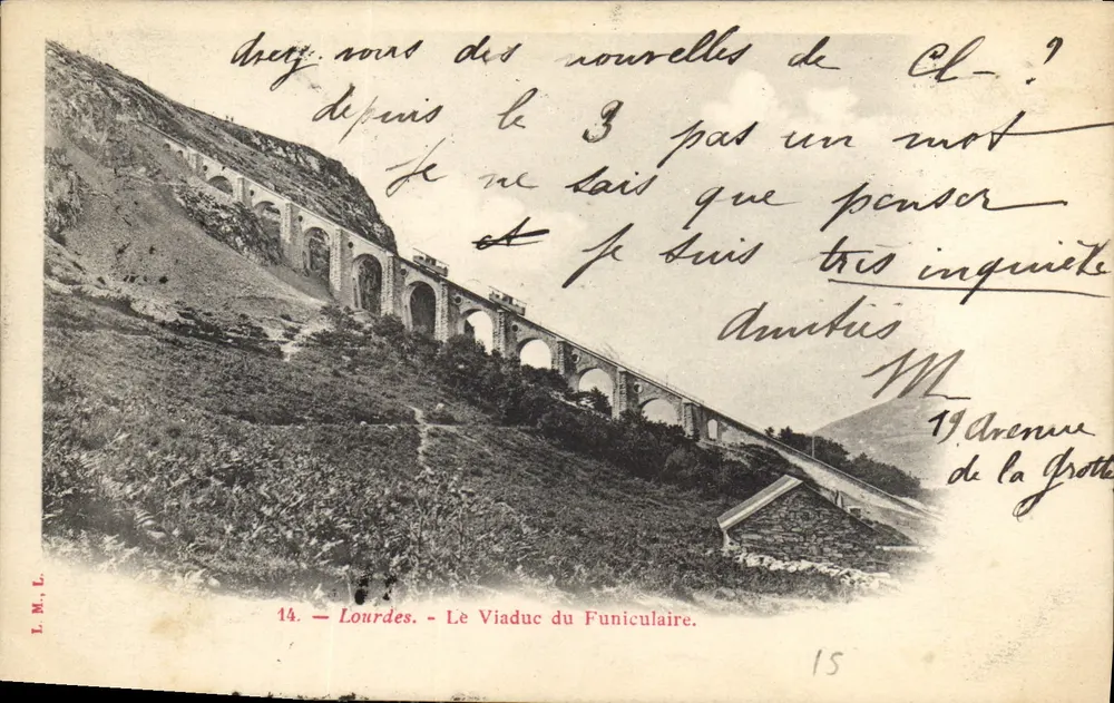 Lourdes — O Viaduto do Funicular — L.M.L. n°14 - Frente