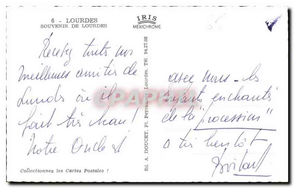 Lourdes — vista panorâmica e santuário — IRIS MEXICHROME, n°6 - Verso